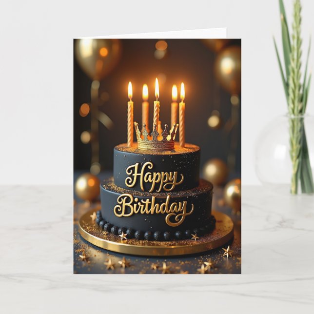 Tarjeta de cumpleaños de pastel opulento (Anverso)