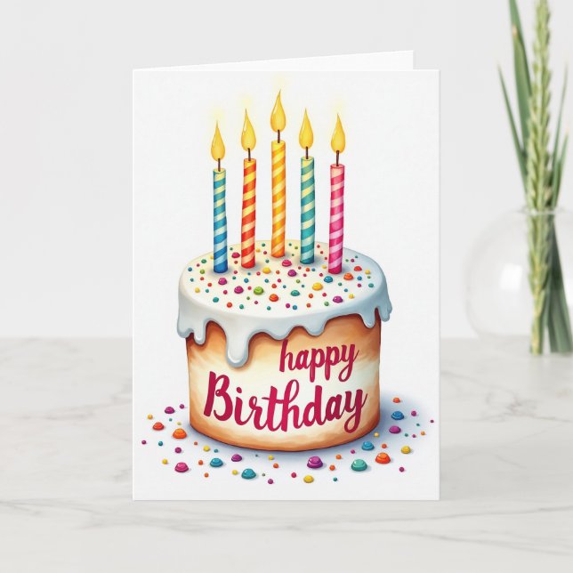 Tarjeta de cumpleaños de pastel pintado (Anverso)