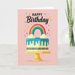 Tarjeta de cumpleaños de pastel rayado dulce