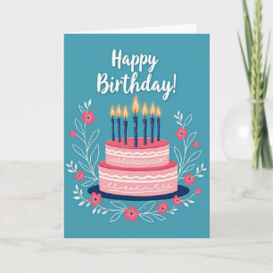 Tarjeta de cumpleaños de pastel rosa