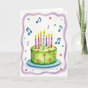 Tarjeta de cumpleaños de pastel verde dulce
