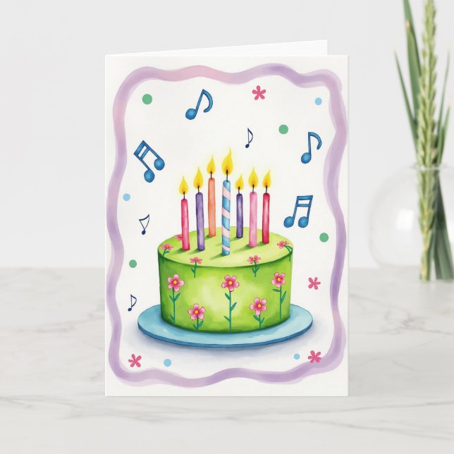 Tarjeta de cumpleaños de pastel verde dulce (Anverso)