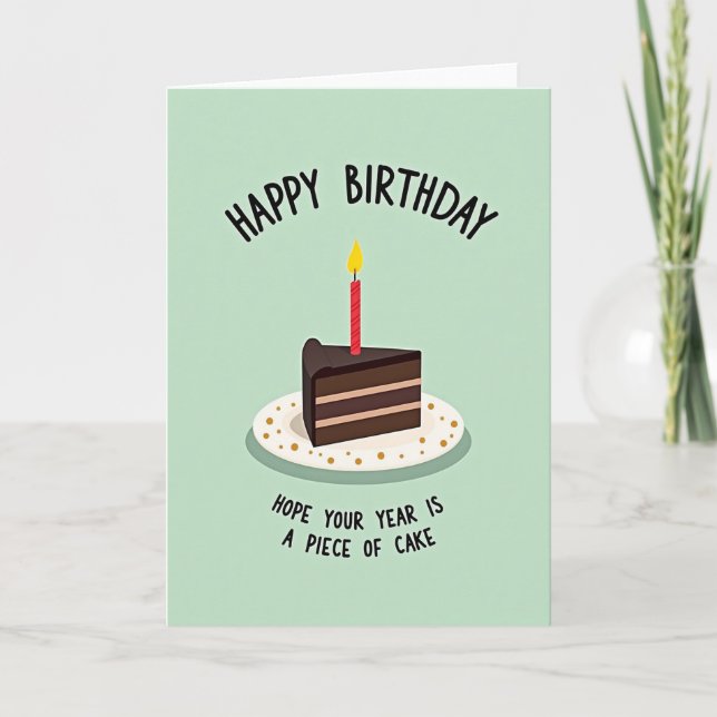 Tarjeta de cumpleaños de pastel verde menta (Anverso)