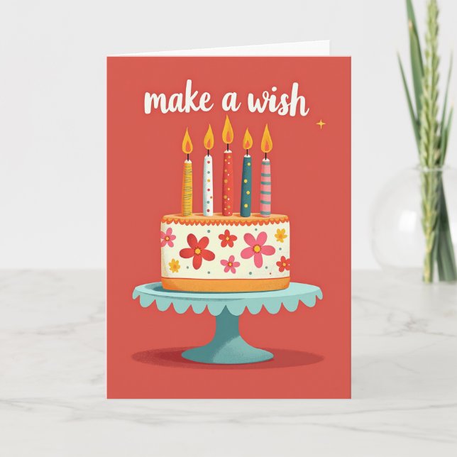 Tarjeta de cumpleaños de pastel vintage (Anverso)