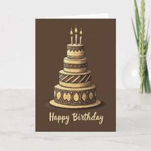 Tarjeta de cumpleaños de pastel vintage