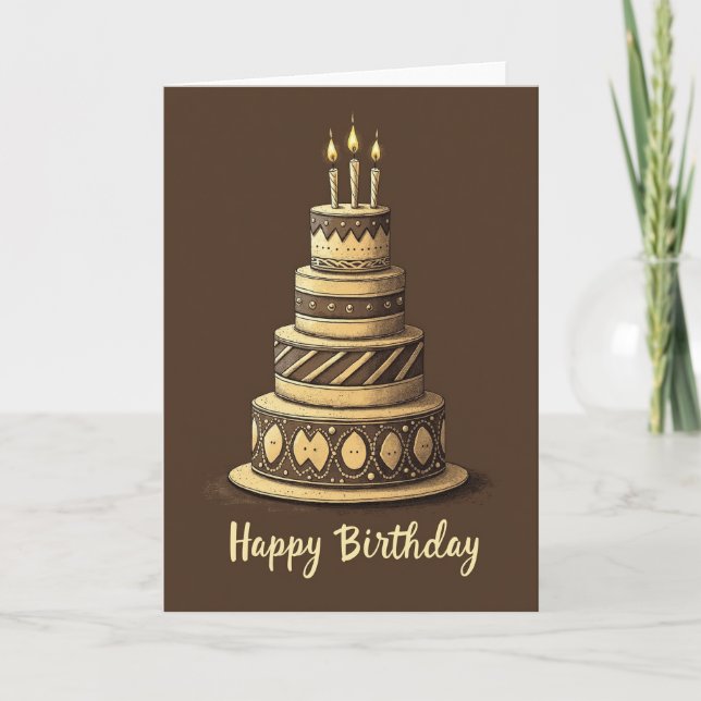Tarjeta de cumpleaños de pastel vintage (Anverso)