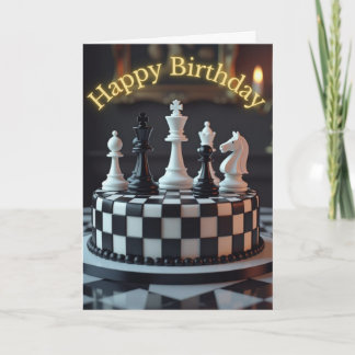 Tarjeta de cumpleaños de pasteles de ajedrez