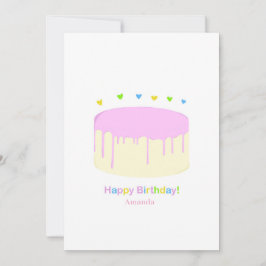 Tarjeta de cumpleaños de pasteles rosados