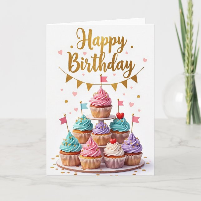 Tarjeta de cumpleaños de pastelito (Anverso)