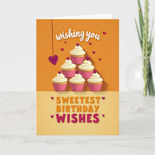 Tarjeta de cumpleaños de pastelito rosa