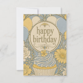 tarjeta de cumpleaños de pastelito vintage