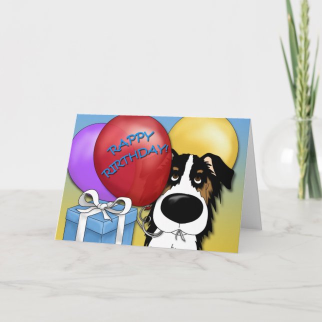 Tarjeta de cumpleaños de Pastor Australiano (Anverso)