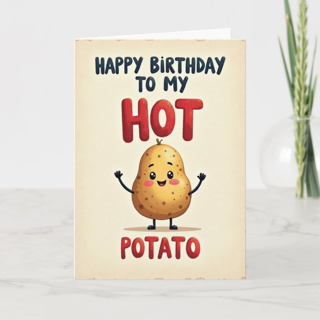 Tarjeta de cumpleaños de patata alegre (Anverso)
