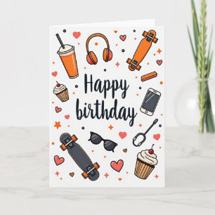 Tarjeta de cumpleaños de patinaje juvenil