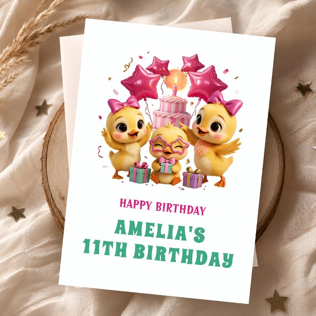 Tarjeta de cumpleaños de patitos rosados lindos pa (Subido por el creador)