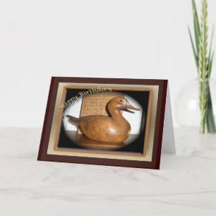 Tarjeta de cumpleaños de pato de madera