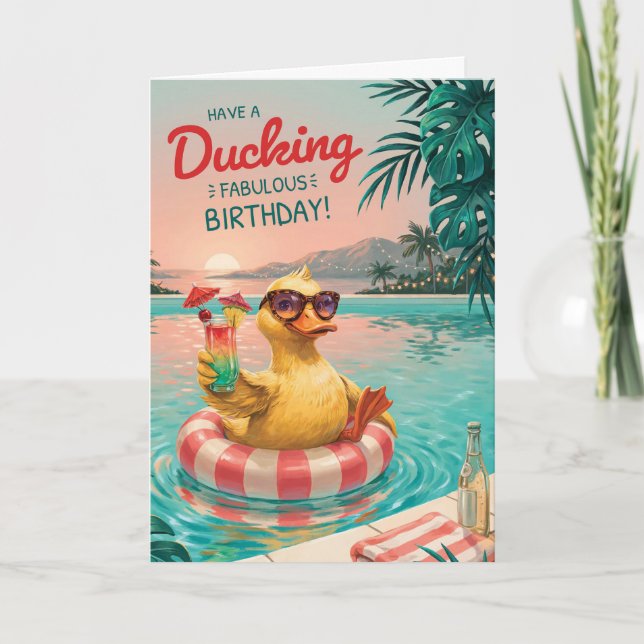 Tarjeta de cumpleaños de pato divertido para mujer (Anverso)