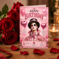 Tarjeta de cumpleaños de payaso Pink Pierrot román