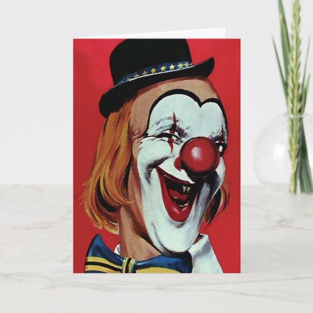 Tarjeta de cumpleaños de payaso rara (Anverso)
