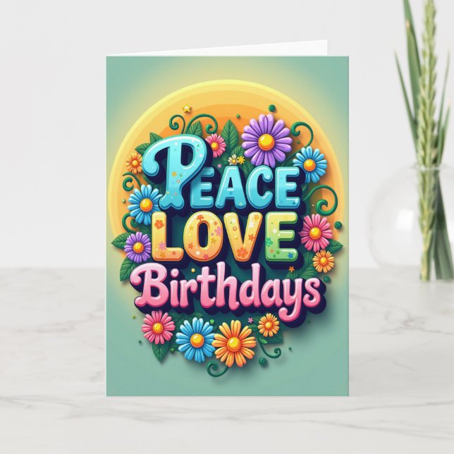 Tarjeta de cumpleaños de paz y amor (Anverso)
