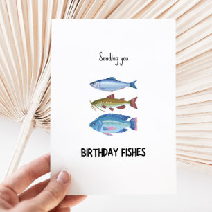 Tarjeta de cumpleaños de peces divertidos