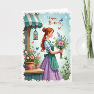 Tarjeta de cumpleaños de pelo rojizo