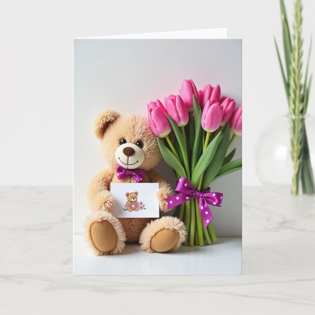 Tarjeta de cumpleaños de peluche dulce (Anverso)