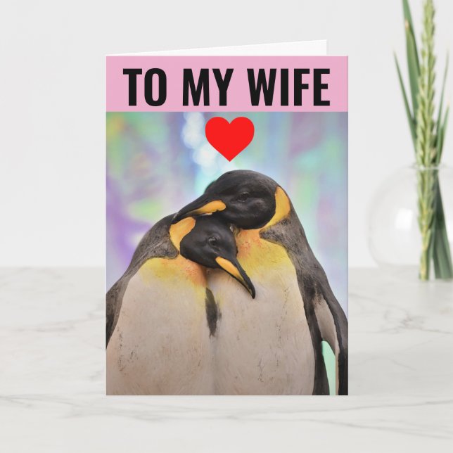 TARJETA DE CUMPLEAÑOS DE PENGUIN PARA LA ESPOSA (Anverso)