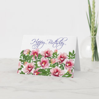 Tarjeta de cumpleaños de peonía de alta resolución