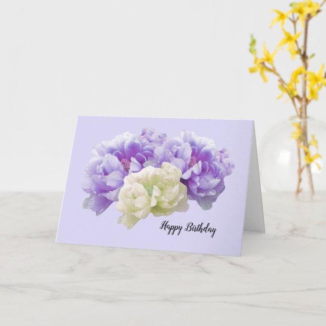 Tarjeta de cumpleaños de Peonies (flor amarilla)