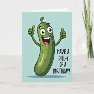 Tarjeta de cumpleaños de pepinillo alegre