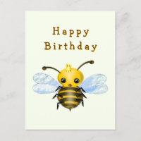 Tarjeta de cumpleaños de pequeña abeja reina