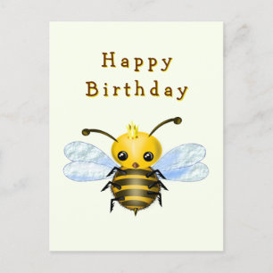Tarjeta de cumpleaños de pequeña abeja reina