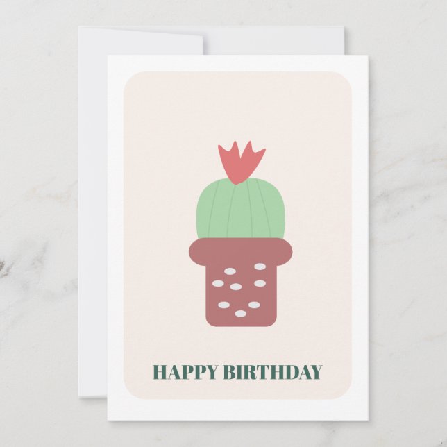 Tarjeta de cumpleaños de pequeña planta de cactus (Anverso)
