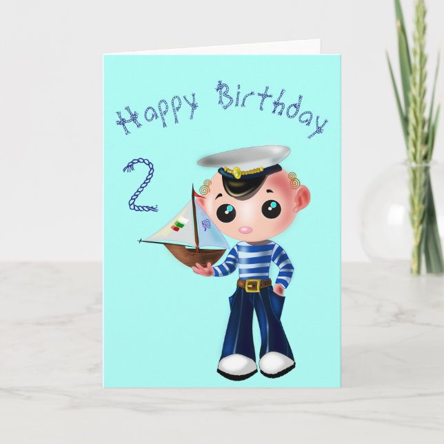 Tarjeta de cumpleaños de pequeño marinero - Person (Anverso)