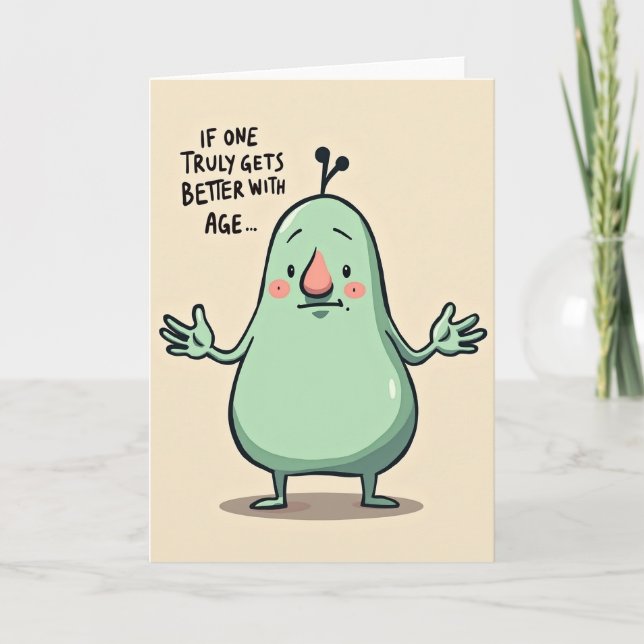 Tarjeta de cumpleaños de pera caprichosa (Anverso)