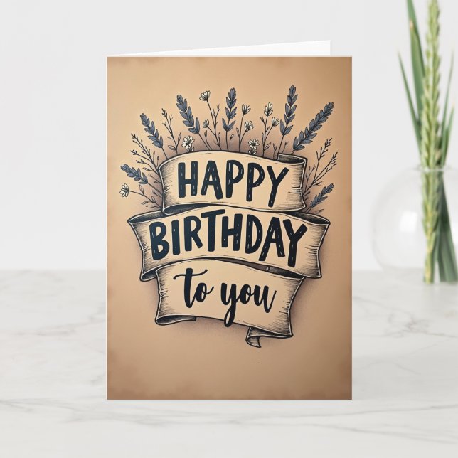 Tarjeta de cumpleaños de pergamino (Anverso)