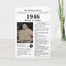 Tarjeta de cumpleaños de periódico de 1946 cumplea
