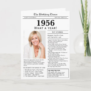 Tarjeta de cumpleaños de periódico de 1956