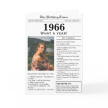 Tarjeta de cumpleaños de periódico de 1966