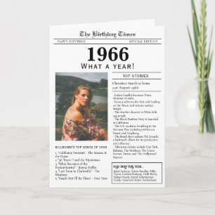 Tarjeta de cumpleaños de periódico de 1966