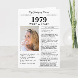 Tarjeta de cumpleaños de periódico de 1979