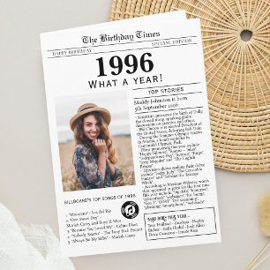 Tarjeta de cumpleaños de periódico de 1996