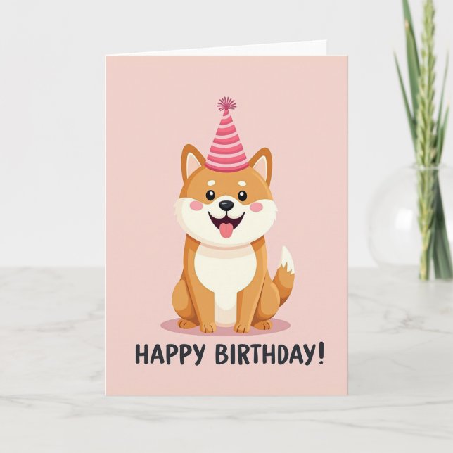 Tarjeta de cumpleaños de perro alegre (Anverso)