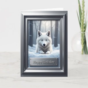 Tarjeta de cumpleaños de perro blanco alegre