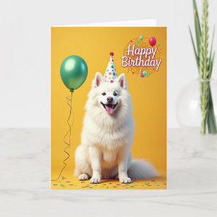 Tarjeta de Cumpleaños de Perro Blanco Alegre