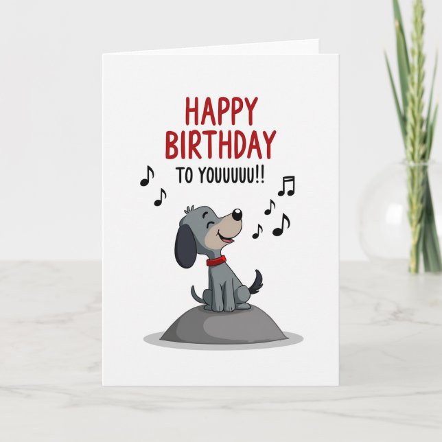 Tarjeta de cumpleaños de perro cantando (Anverso)