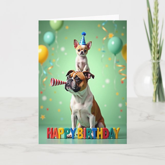 Tarjeta de cumpleaños de perro caprichosa (Anverso)