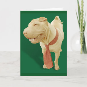 TARJETA DE CUMPLEAÑOS DE PERRO CHINO SHAR PEI PARA