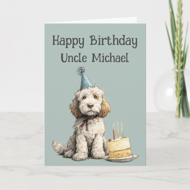Tarjeta de cumpleaños de perro Cockapoo caprichosa (Anverso)